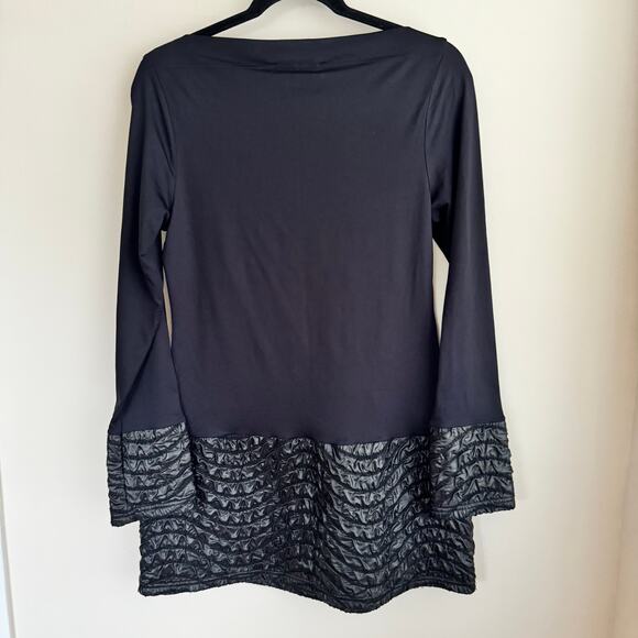 Anne Fontaine Dress Black Bateau Neck Puffer Quilted Trim Long Sleeve Sz 42/M - Picture 5 of 5